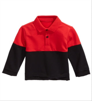 Camisa de gola com blocos de cores para meninos First Impressions, vermelha, tamanho 24 MOS