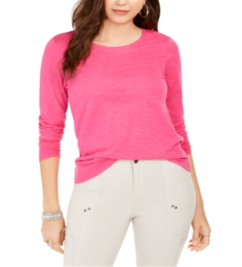 Blusa feminina de manga comprida e gola redonda estilo &amp; co, rosa, tamanho pequeno