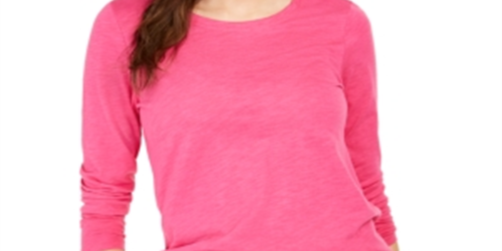 Blusa feminina de manga comprida e gola redonda estilo &amp; co, rosa, tamanho pequeno