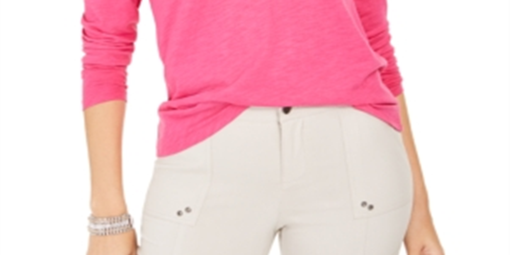 Blusa feminina de manga comprida e gola redonda estilo &amp; co, rosa, tamanho pequeno