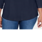 Blusa feminina Karen Scott com acabamento em renda e algodão, tamanho grande, azul
