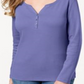 Karen Scott Top Henley de Algodão Feminino Roxo Tamanho P