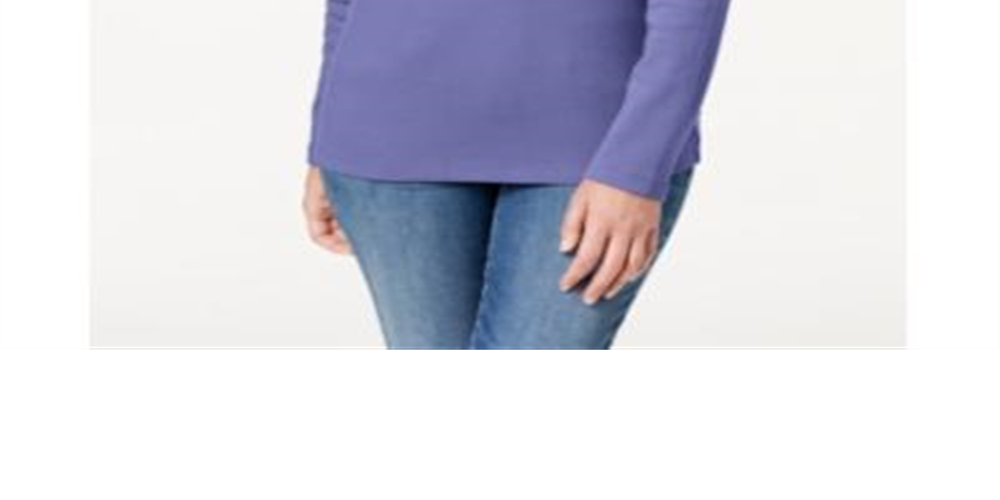 Karen Scott Top Henley de Algodão Feminino Roxo Tamanho P