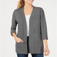 Karen Scott Cardigan feminino de algodão aconchegante, cinza, tamanho pequeno
