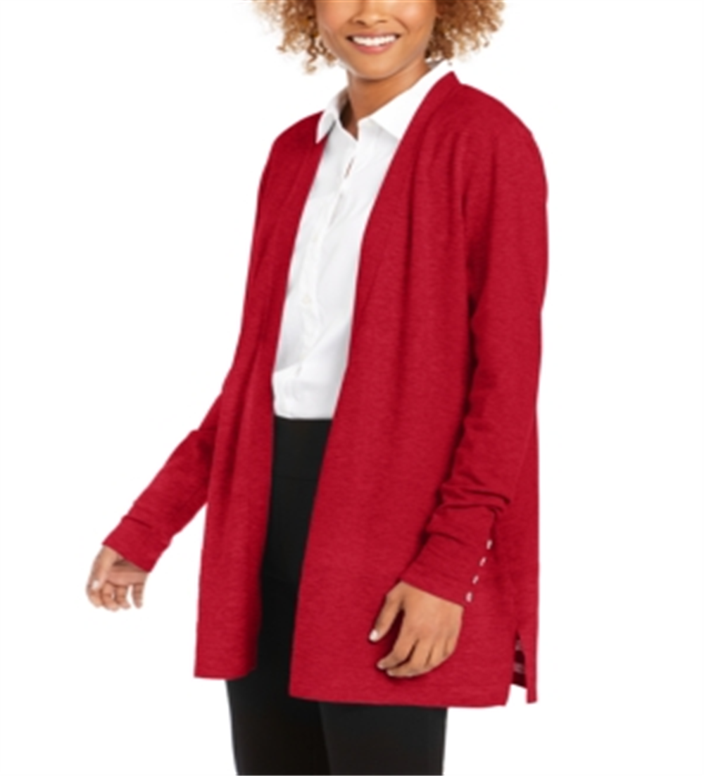Cardigan feminino Charter Club com frente aberta, vermelho, tamanho grande