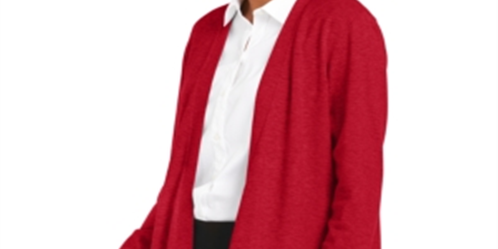 Cardigan feminino Charter Club com frente aberta, vermelho, tamanho grande