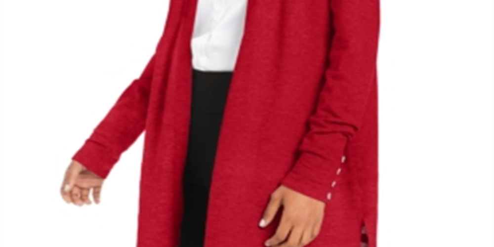 Cardigan feminino Charter Club com frente aberta, vermelho, tamanho grande