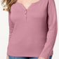 Karen Scott Top Henley de Algodão Feminino Rosa Tamanho Médio