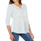 Blusa feminina estilo &amp; co, decote em V, tecido misto, azul, tamanho pequeno