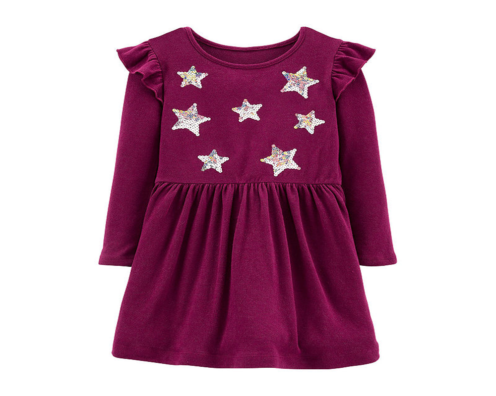 Vestido de malha com lantejoulas e estrelas Carter's Toddler Girl, roxo, tamanho 4T