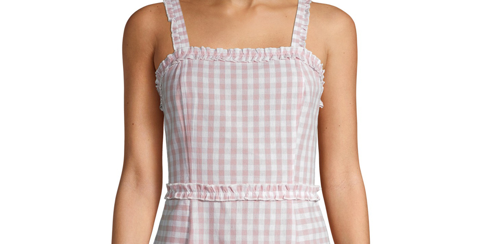 Vestido Planet Gold Junior de algodão com estampa xadrez rosa, tamanho médio
