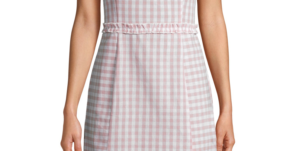 Vestido Planet Gold Junior de algodão com estampa xadrez rosa, tamanho médio