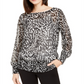 Blusa Alfani Feminina Smocked Branca/Preta Zebra Tamanho Pequeno Médio