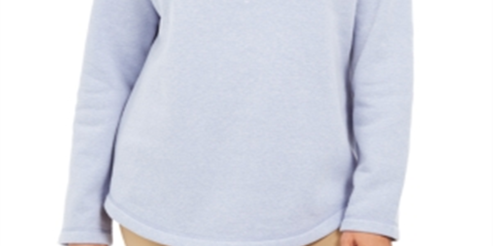 Karen Scott Suéter Feminino Esportivo Gola Xale Fleece Azul Tamanho P