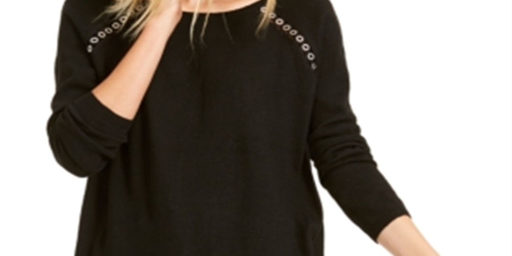 Suéter Peekaboo Grommet Feminino da INC International Concepts, Preto, Tamanho Médio