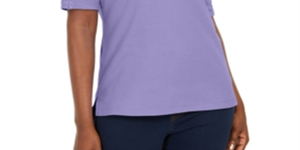 Blusa feminina Karen Scott de algodão com acabamento em ilhós, roxa, tamanho pequeno