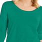 Top feminino estilo &amp; co com manga 3/4 e decote redondo, verde, tamanho médio