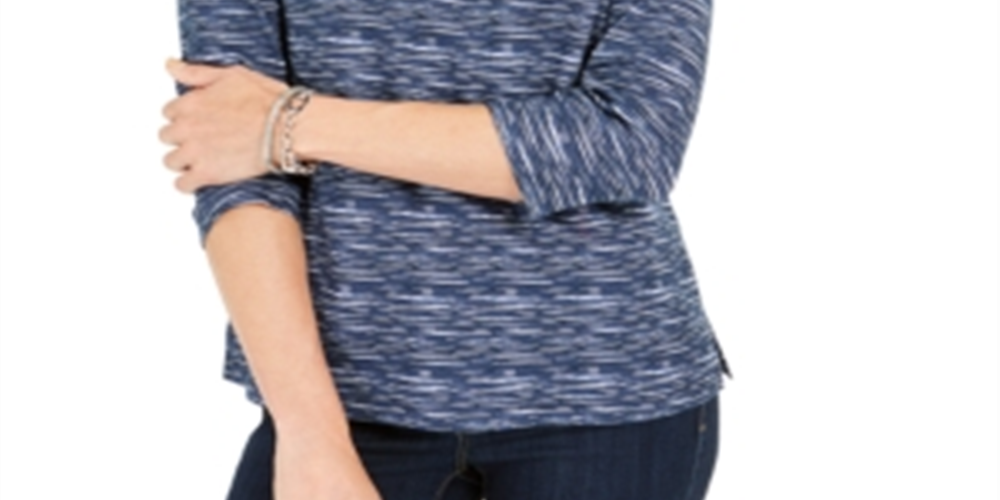 Karen Scott Suéter Feminino Azul com Zíper e Gola Alta Tamanho M