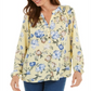 Blusa feminina com estampa floral em georgette, tamanho pequeno, amarela, Charter Club