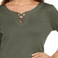 Camiseta feminina Karen Scott de algodão com cadarço, verde, tamanho pequeno