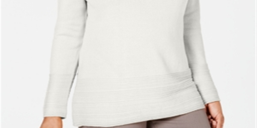 Karen Scott Suéter feminino de algodão com gola canoa, branco, tamanho X-S