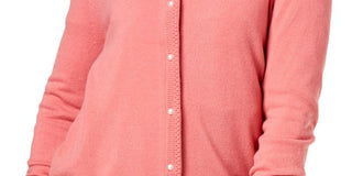 Karen Scott Women's Bead Button Cardigan Pink Size Medium