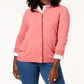 Karen Scott Cardigan Feminino com Botões e Contas Rosa Tamanho Médio