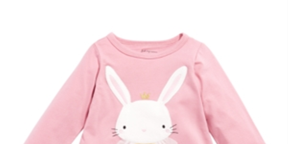 Camiseta de algodão com estampa de coelho First Impressions para bebês meninas, rosa, tamanho 6 a 9 meses