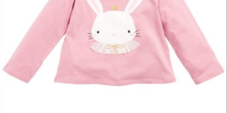Camiseta de algodão com estampa de coelho First Impressions para bebês meninas, rosa, tamanho 6 a 9 meses