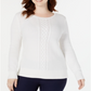 Suéter de tricô feminino Karen Scott, branco, tamanho grande