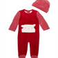 Conjunto de macacão listrado com 2 peças de gorro e pés First Impressions para bebê menino, vermelho, tamanho 0-3 meses