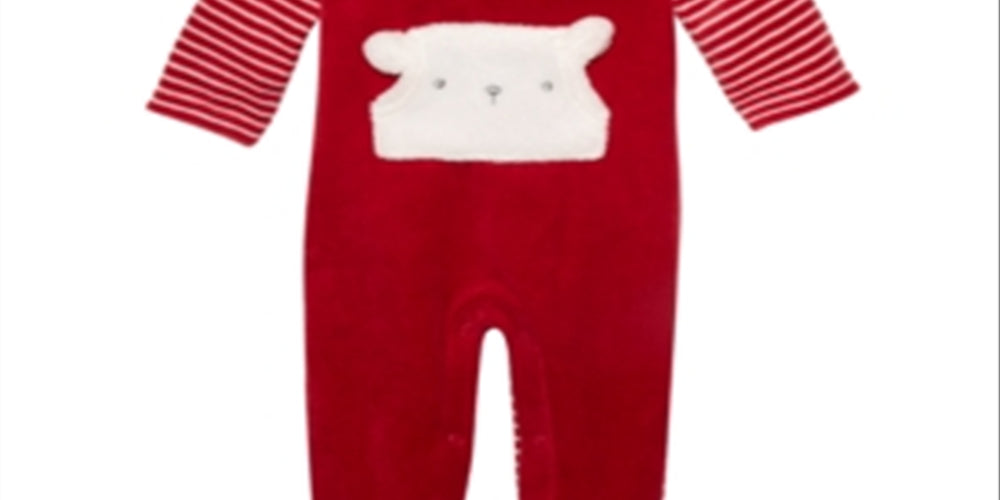 Conjunto de macacão listrado com 2 peças de gorro e pés First Impressions para bebê menino, vermelho, tamanho 0-3 meses