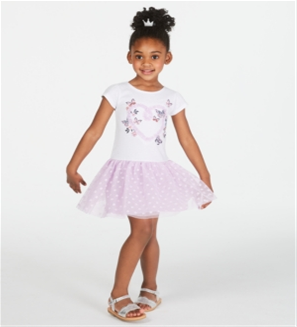 Vestido de malha borboleta para meninas Epic Threads, branco, tamanho 5