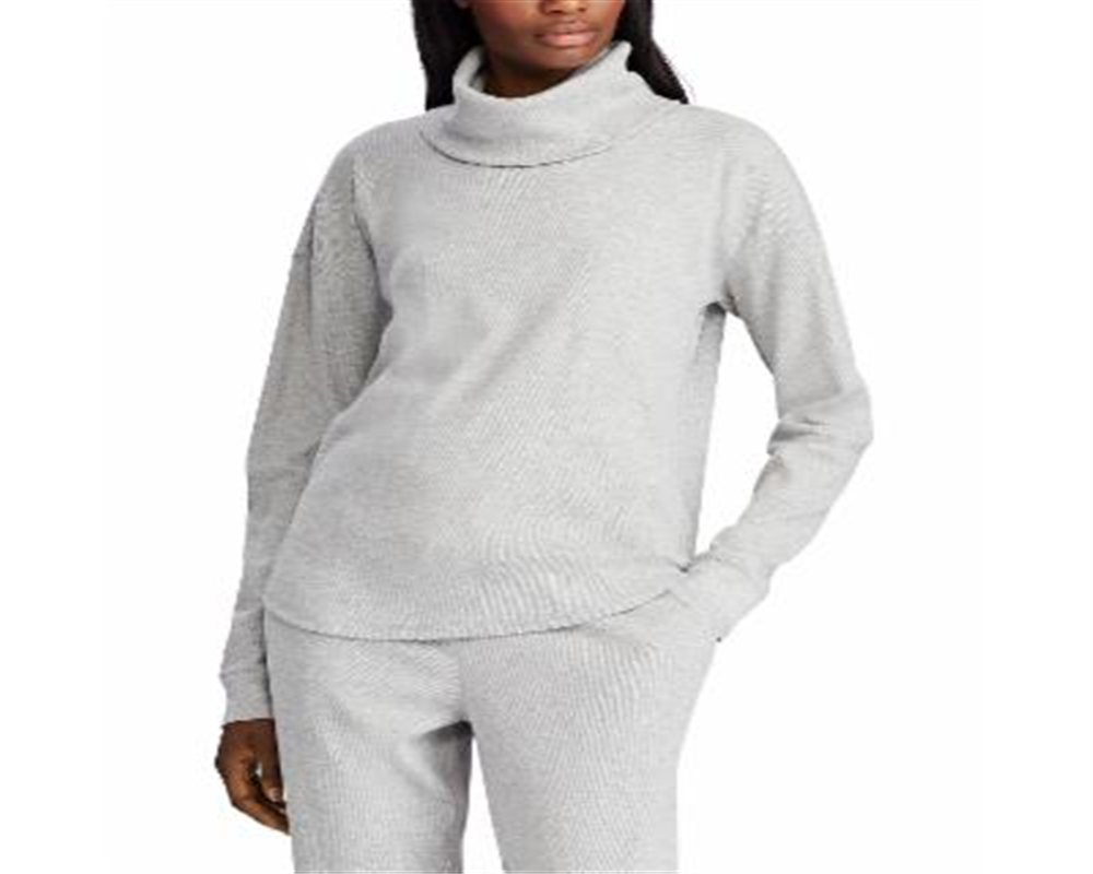 Ralph Lauren Women's Waffle Knit Top Gray Size L