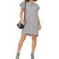 Vestido de camisa feminino estilo &amp; co, de cambraia, alto e baixo, cinza, tamanho X-S