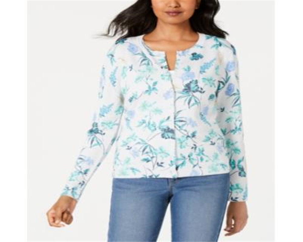 Cardigan feminino com estampa floral Charter Club Platnium Floral tamanho grande