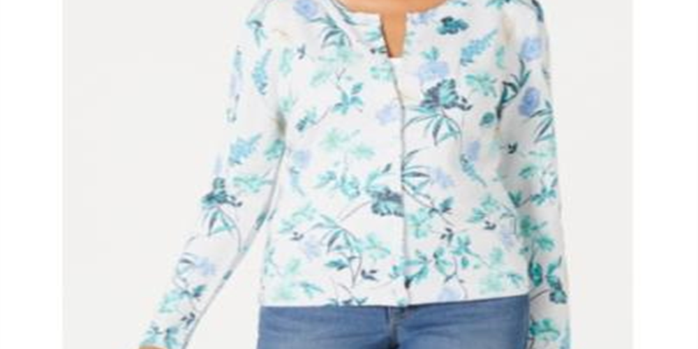 Cardigan feminino com estampa floral Charter Club Platnium Floral tamanho grande