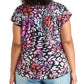 Blusa feminina Rachel Roy estampada, manga curta, decote em V, preta, tamanho 3X