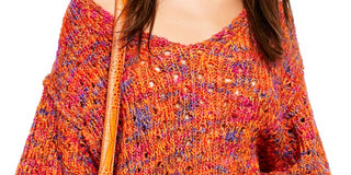 Suéter feminino de manga comprida com decote em V, laranja, tamanho pequeno, da Free People