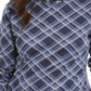 Karen Scott Blusa Feminina Gola Alta Estampada Xadrez Azul Tamanho Médio