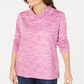 Karen Scott Sport Feminino Space Dyed Cowlneck Top Rosa Tamanho X-S