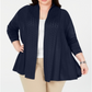 Karen Scott Cardigan Feminino com Acabamento Pointelle Azul Tamanho 1X