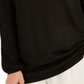 Blusa feminina JM Collection com gola em lurex e decote em treliça, preta, tamanho pequeno