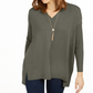 Suéter túnica feminino com decote em V estilo &amp; co, verde, tamanho grande