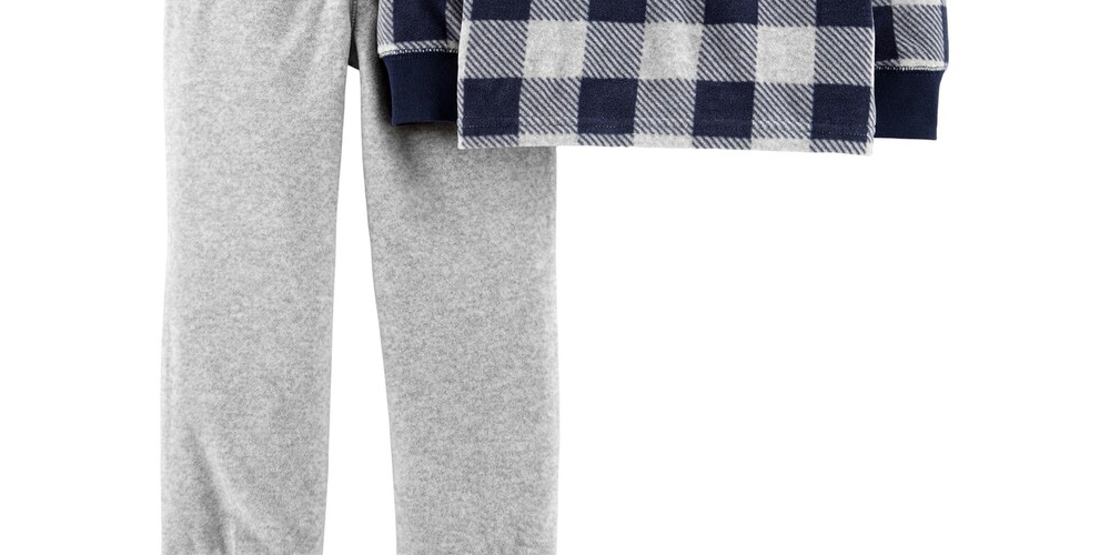 Carter's Toddler Boy's Top xadrez de lã com 2 peças e calça de moletom azul, tamanho 5