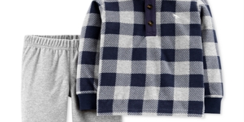 Carter's Toddler Boy's Top xadrez de lã com 2 peças e calça de moletom azul, tamanho 5