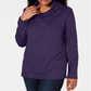 Karen Scott Top esportivo feminino com decote careca, roxo, tamanho XX-G