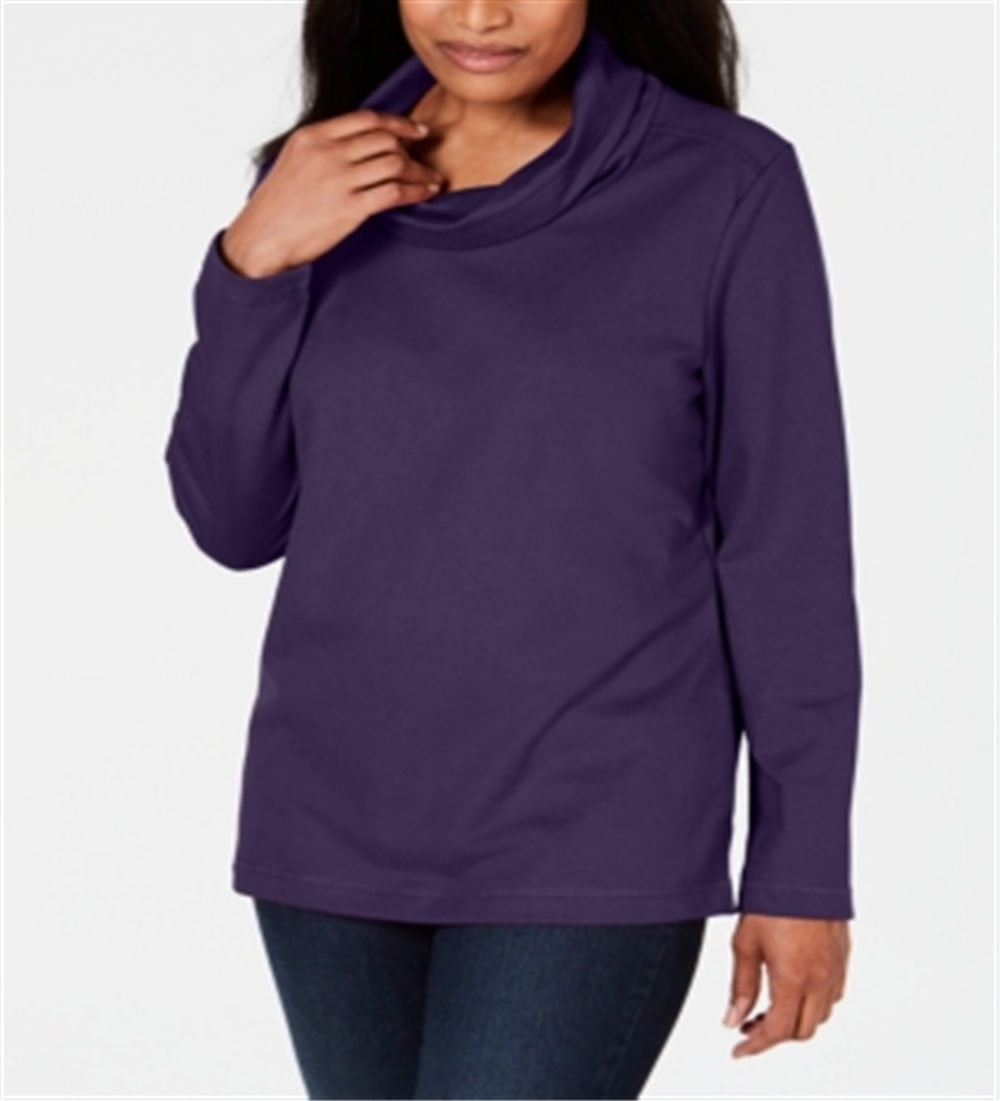 Karen Scott Top esportivo feminino com decote careca, roxo, tamanho XX-G