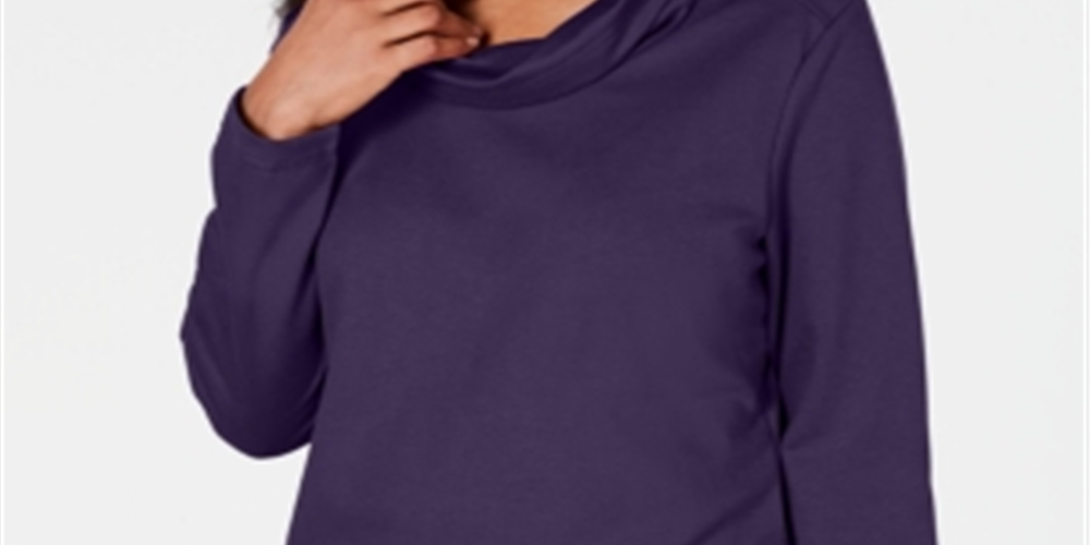 Karen Scott Top esportivo feminino com decote careca, roxo, tamanho XX-G