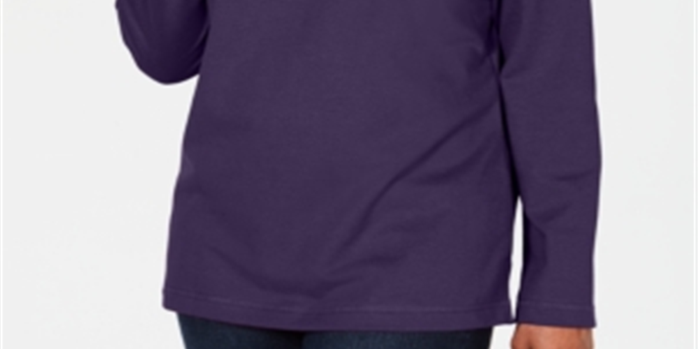Karen Scott Top esportivo feminino com decote careca, roxo, tamanho XX-G